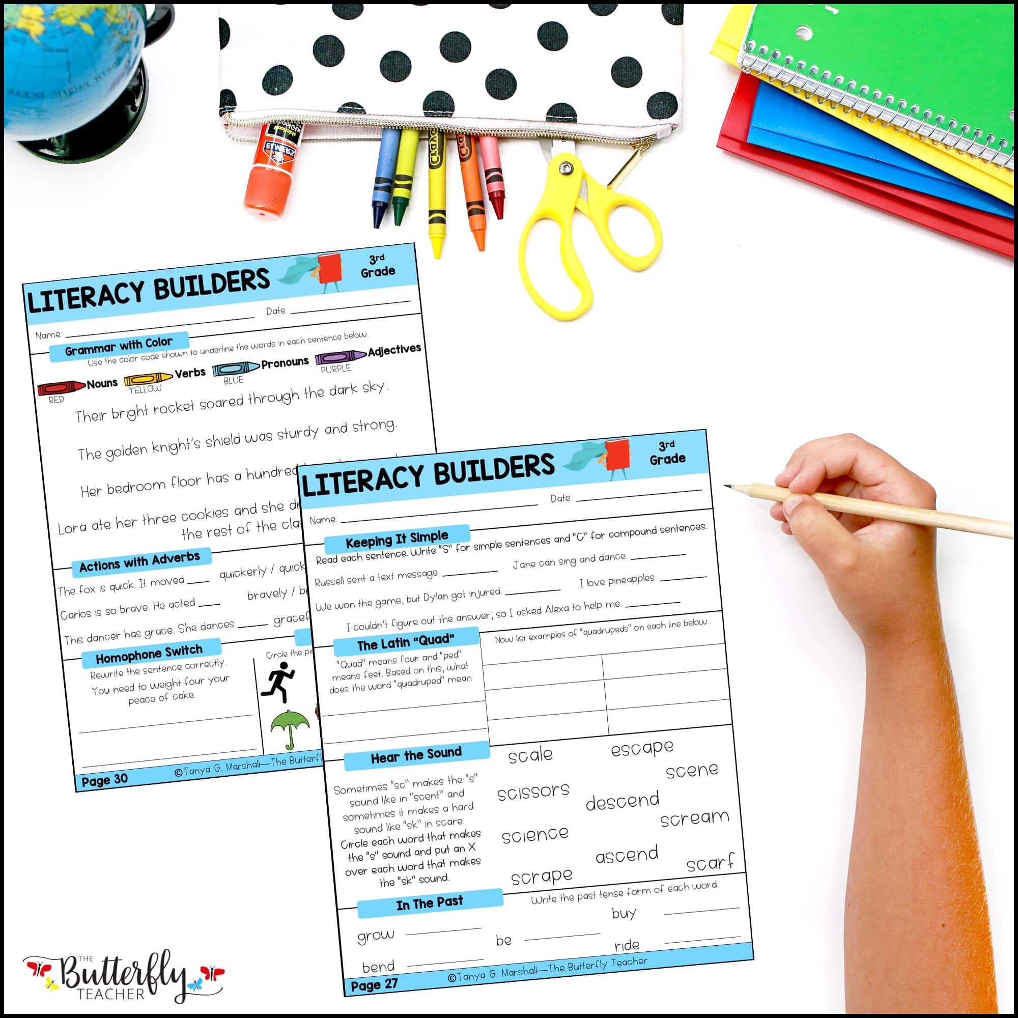 Spiral ELA review pages for 3rd grade